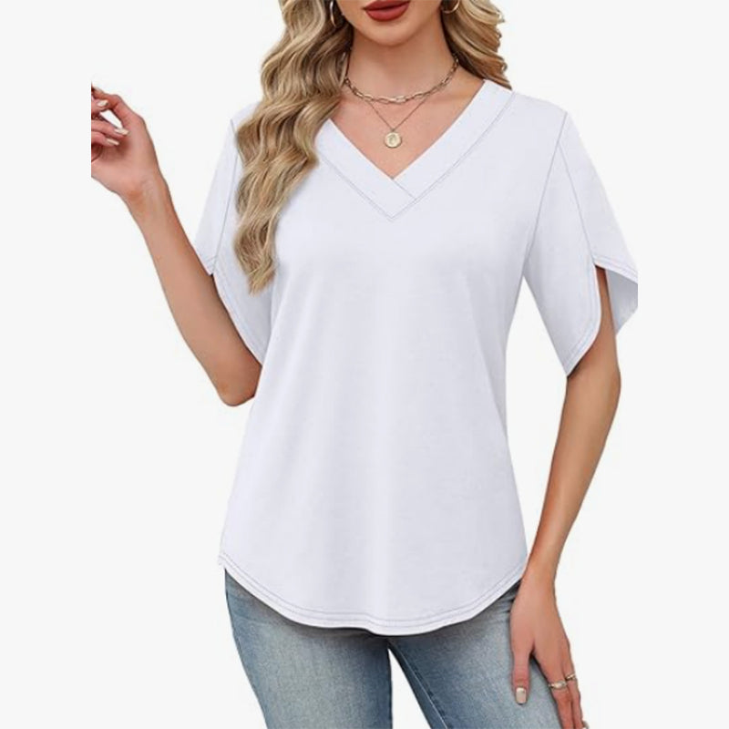 🌊👚 LIMITED TIME 50% OFF! 🌸V-Neck Flutter Sleeve Blouse – Flowing fabric & breezy fit – Summer elegance in every step.