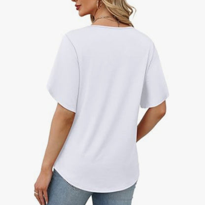 🌊👚 LIMITED TIME 50% OFF! 🌸V-Neck Flutter Sleeve Blouse – Flowing fabric & breezy fit – Summer elegance in every step.