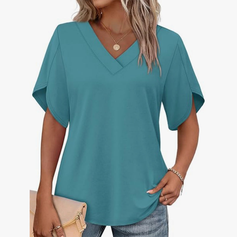 🌊👚 LIMITED TIME 50% OFF! 🌸V-Neck Flutter Sleeve Blouse – Flowing fabric & breezy fit – Summer elegance in every step.