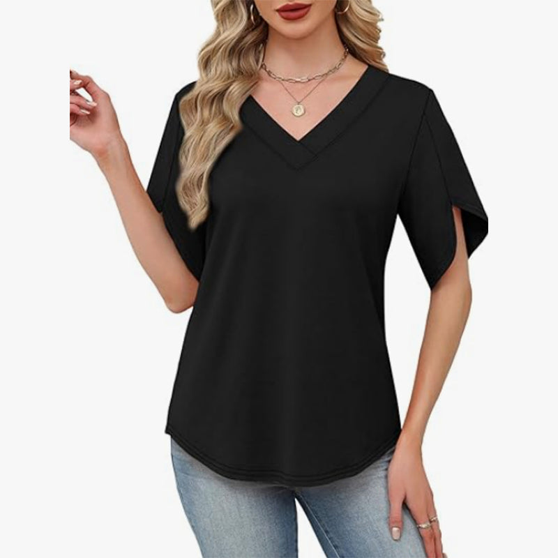 🌊👚 LIMITED TIME 50% OFF! 🌸V-Neck Flutter Sleeve Blouse – Flowing fabric & breezy fit – Summer elegance in every step.