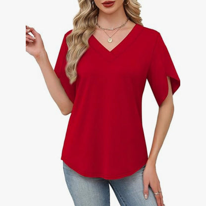 🌊👚 LIMITED TIME 50% OFF! 🌸V-Neck Flutter Sleeve Blouse – Flowing fabric & breezy fit – Summer elegance in every step.