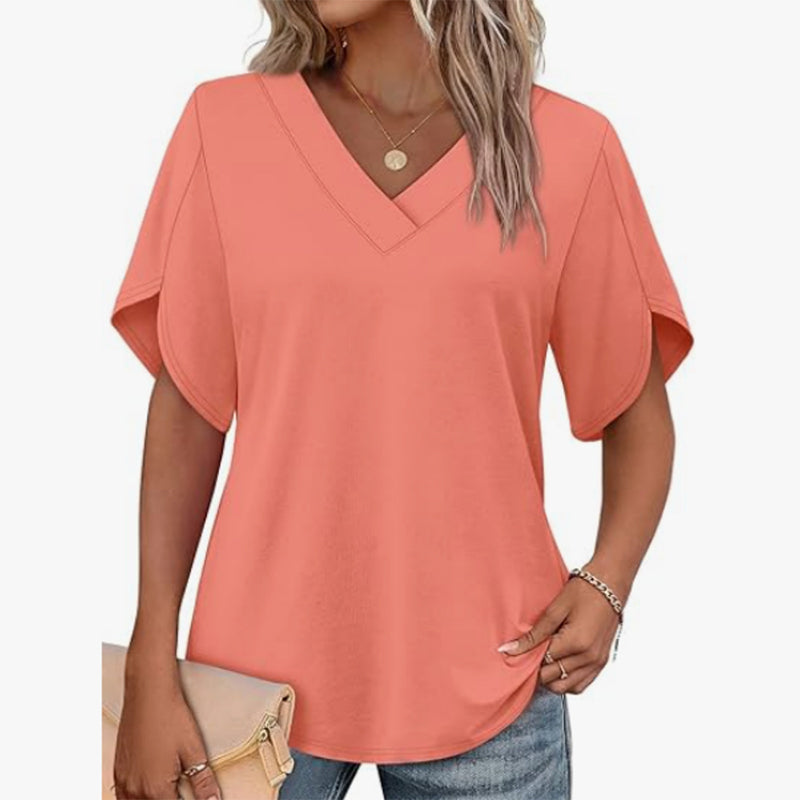 🌊👚 LIMITED TIME 50% OFF! 🌸V-Neck Flutter Sleeve Blouse – Flowing fabric & breezy fit – Summer elegance in every step.