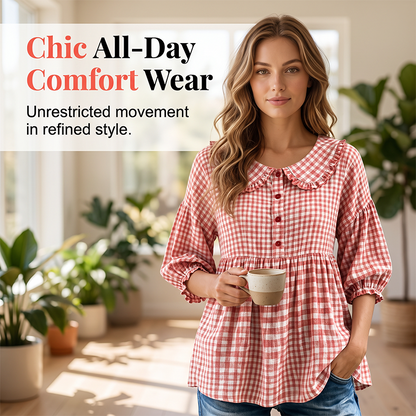 ⌛Limited-Time Offer-Women's Casual Gingham Print Top