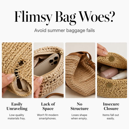Women Straw Crossbody Handbag