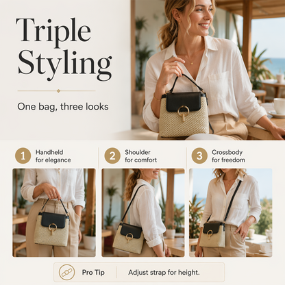 Women Straw Crossbody Handbag