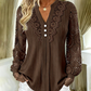 ✨Women's Lace Patchwork V-Neck Long Sleeve Top – Feminine Elegance With Everyday Comfort 🌸
