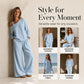 🔥BestSeller🔥Two-piece set with off-the-shoulder top and wide-leg pants—in a soft linen blend for an elegant silhouette
