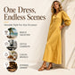 ⌛Limited-Time Offer-Women's Casual V-Neck Maxi Dress with Puff Sleeve