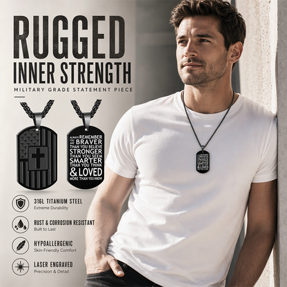 Men's Retro Stainless Steel Cross Tag Pendant