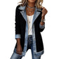 Seasonal Style🛍️Women’s Elegant Denim Spliced Ribbed Knit Coat