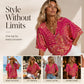 Trending Now⭐👚 Boho Print Batwing Sleeve Top – Flowing V-Neck & Effortless Bohemian Style