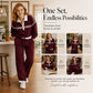 Women's Stripe Patchwork Sweatshirt & Wide-Leg Pants Set