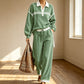 Women's Stripe Patchwork Sweatshirt & Wide-Leg Pants Set