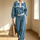 Women's Stripe Patchwork Sweatshirt & Wide-Leg Pants Set