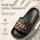 Unisex Monogram Summer Slides with Metallic Chain
