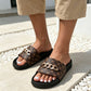 Unisex Monogram Summer Slides with Metallic Chain