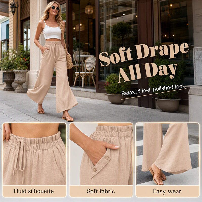 ✨🛍️Fresh Drop - Casual Wide-Leg Pants with Functional Pockets – Easy Styling from Coffee Runs to Resort Walks