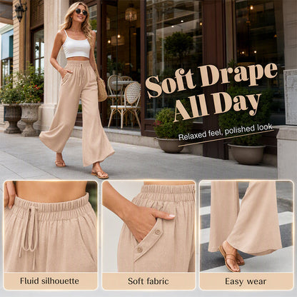 ✨🛍️Fresh Drop - Casual Wide-Leg Pants with Functional Pockets – Easy Styling from Coffee Runs to Resort Walks