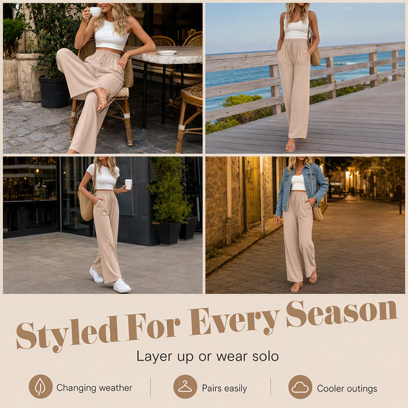 ✨🛍️Fresh Drop - Casual Wide-Leg Pants with Functional Pockets – Easy Styling from Coffee Runs to Resort Walks