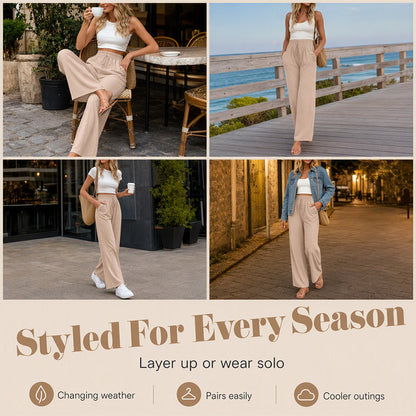 ✨🛍️Fresh Drop - Casual Wide-Leg Pants with Functional Pockets – Easy Styling from Coffee Runs to Resort Walks