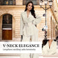 Women’s Elegant V-Neck Top & Wide-Leg Pants 2-Piece Set
