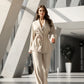 Women’s Elegant V-Neck Top & Wide-Leg Pants 2-Piece Set