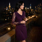 Elegant Cowl Neck A-Line Dress with Lace Sleeve