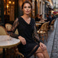 Elegant Cowl Neck A-Line Dress with Lace Sleeve
