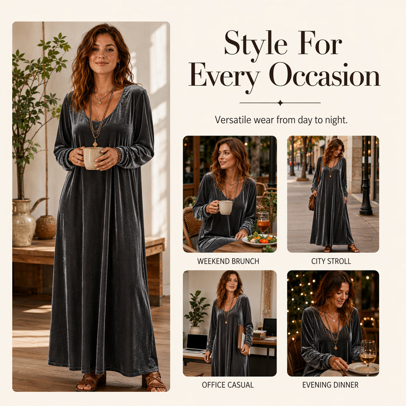 Women's Elegant Long Sleeve Maxi Dress