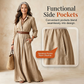 Women Long Sleeve Shirt Maxi Dress with Belt Classic Turndown Collar Holiday Resort Long Dress