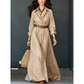 Women Long Sleeve Shirt Maxi Dress with Belt Classic Turndown Collar Holiday Resort Long Dress