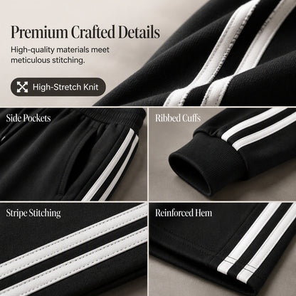 ⌛Limited-Time Discount-Women's Two-Piece Casual Set V-Neck Long Sleeve Top and Wide Leg Striped Pants Outfit