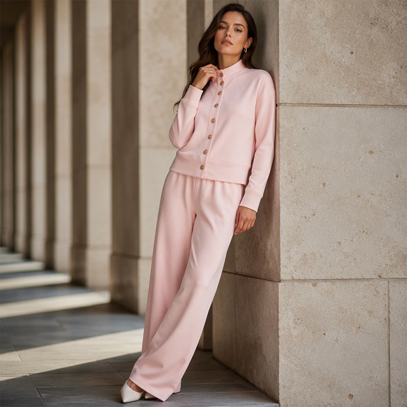 Women's Button-Down Cardigan & Wide-Leg Pants Set – Effortless 2-Piece Outfit ⭐