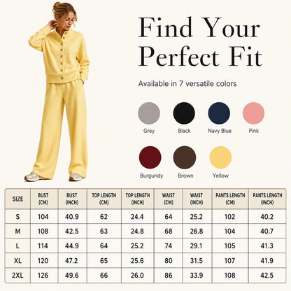 Women's Button-Down Cardigan & Wide-Leg Pants Set – Effortless 2-Piece Outfit ⭐