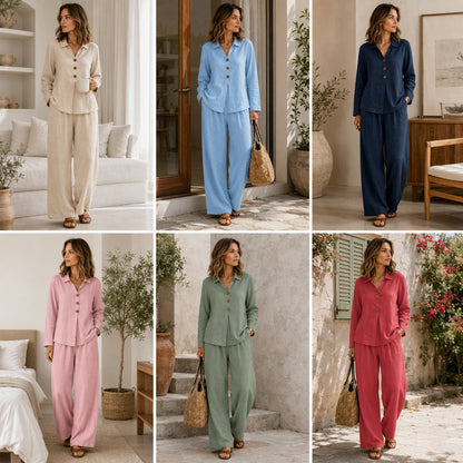 Women's Casual Long-Sleeve Top & Pants 2-Piece Set