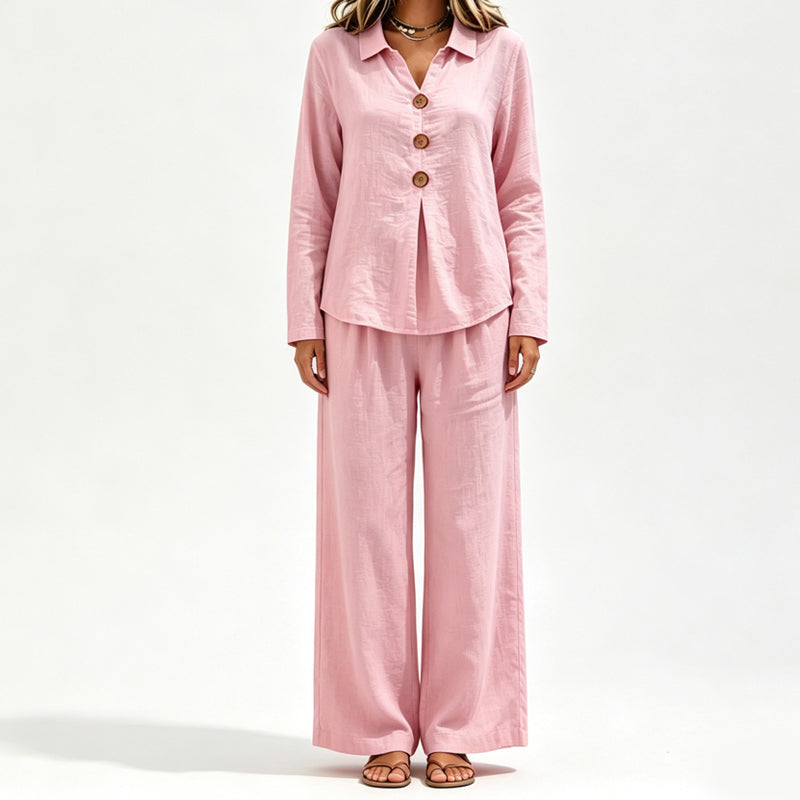 Women's Casual Long-Sleeve Top & Pants 2-Piece Set