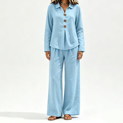 Women's Casual Long-Sleeve Top & Pants 2-Piece Set