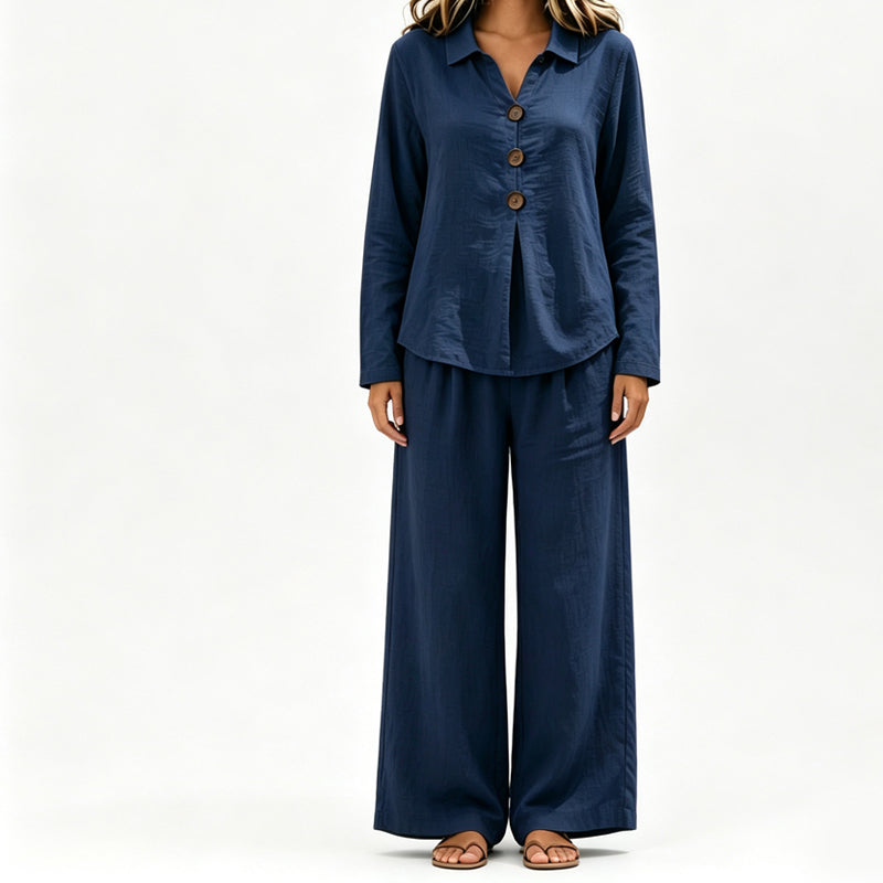 Women's Casual Long-Sleeve Top & Pants 2-Piece Set