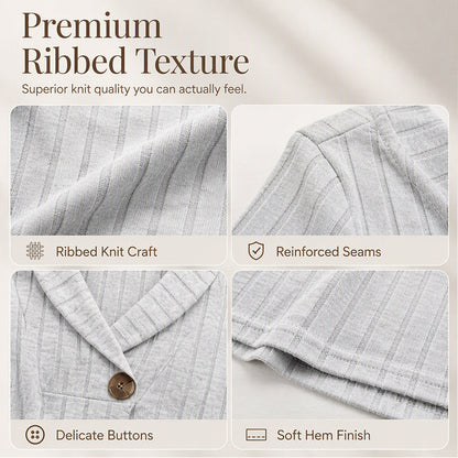 Women's V Neck Ribbed Knit Casual Top