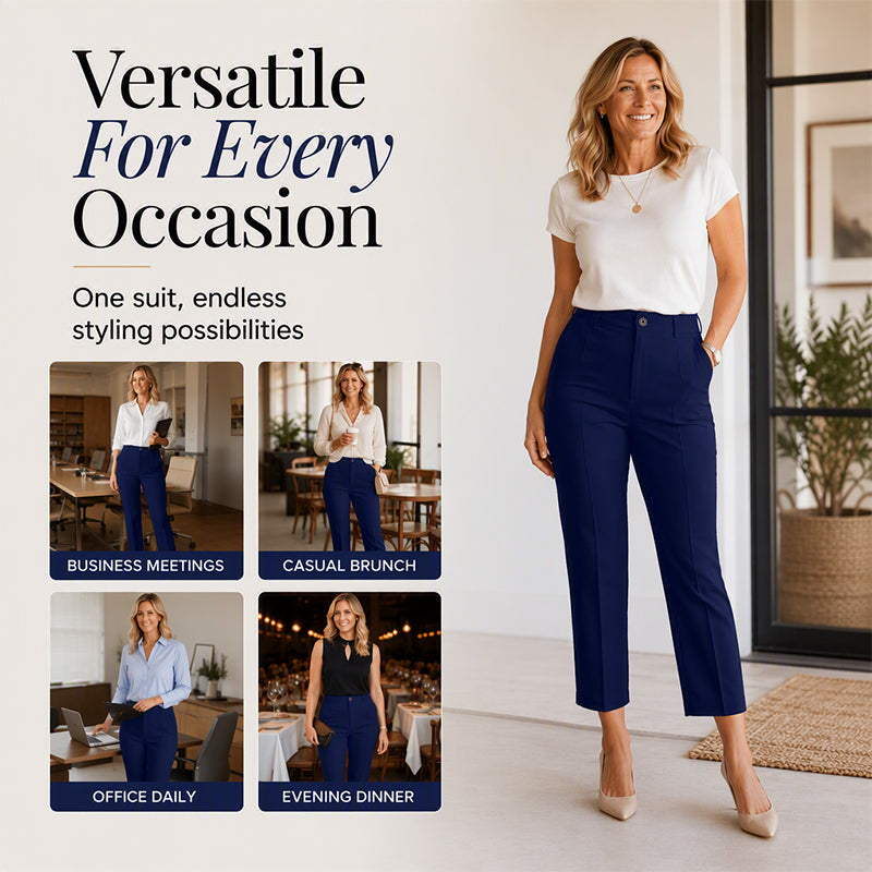 Women's High Waisted Cropped Suit Pants