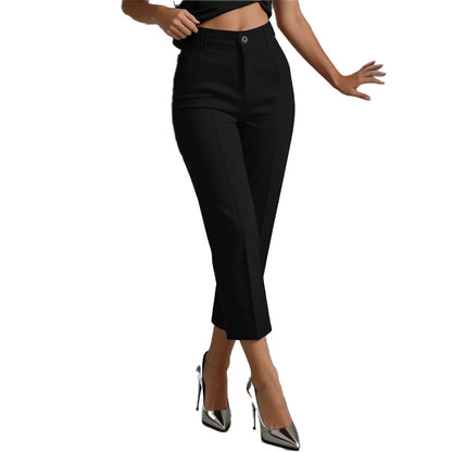 Women's High Waisted Cropped Suit Pants