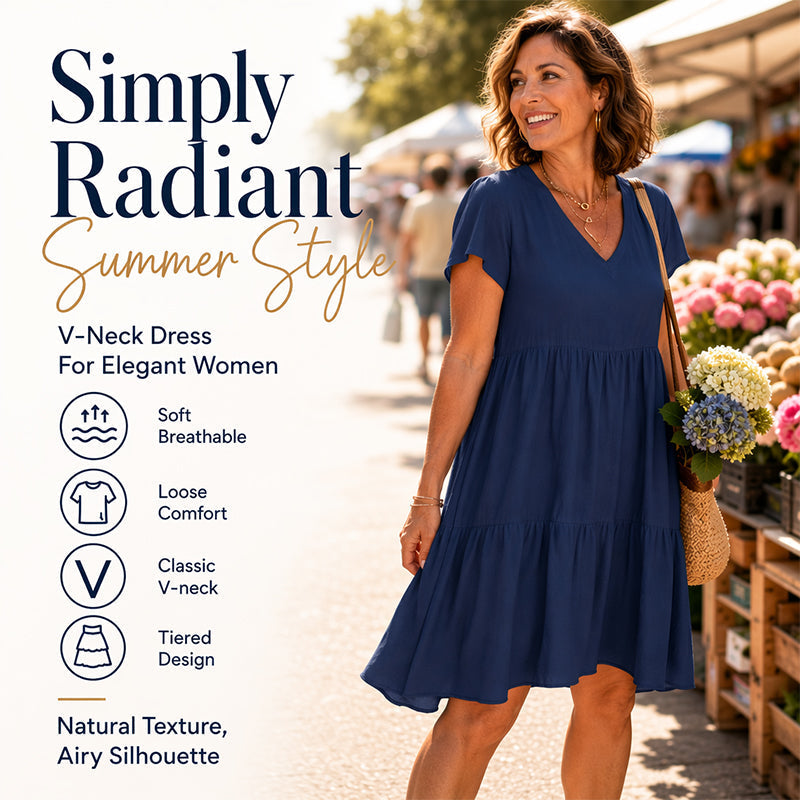 Women's V-Neck Tiered Ruffle Dress