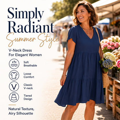Women's V-Neck Tiered Ruffle Dress