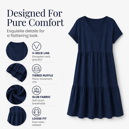Women's V-Neck Tiered Ruffle Dress