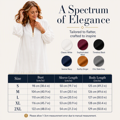 Women's Half-Zip Stand Collar Dress with Lantern Sleeves