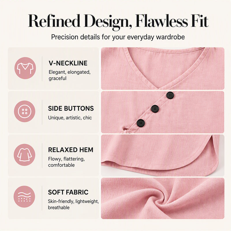 Women's V-Neck Top with Side Tie