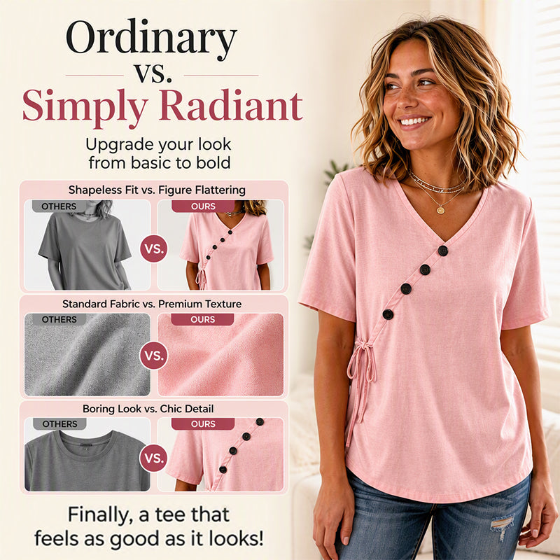 Women's V-Neck Top with Side Tie