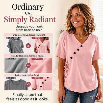 Women's V-Neck Top with Side Tie