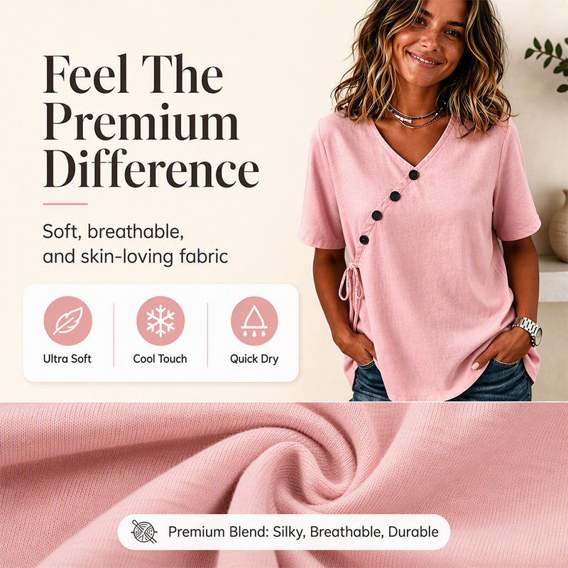 Women's V-Neck Top with Side Tie