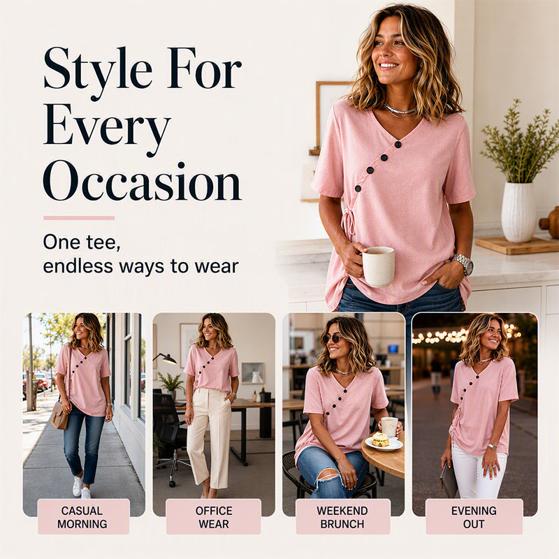 Women's V-Neck Top with Side Tie